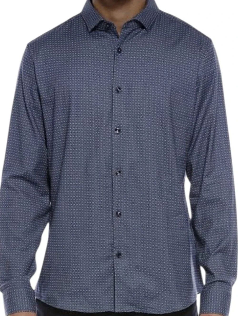 EC Calvin KLein Slim Fit Geometric Pattern 100% Cotton Button Up Shirt